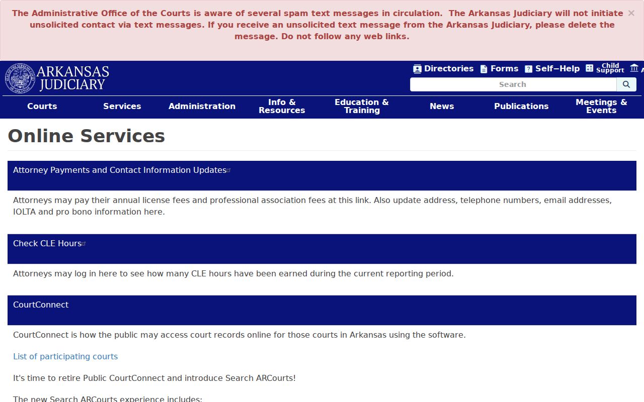 Arkansas Judiciary online services for Scott County court docket access