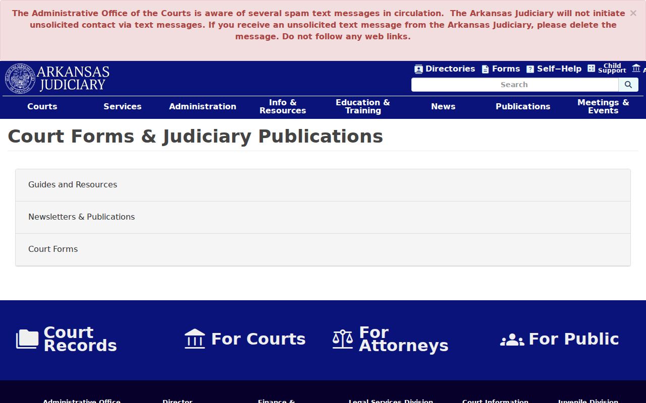Scott County court schedule Arkansas Judiciary publications