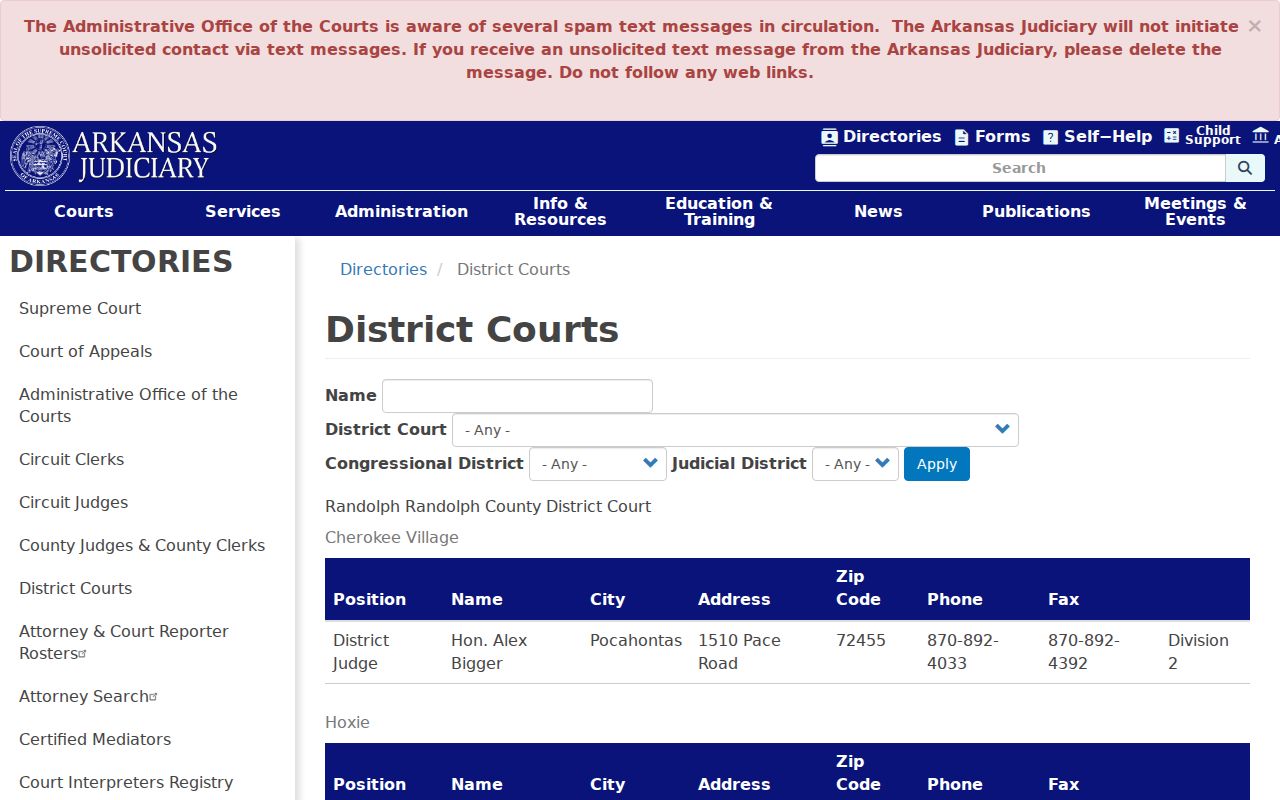 Scott County court schedule District Court directory
