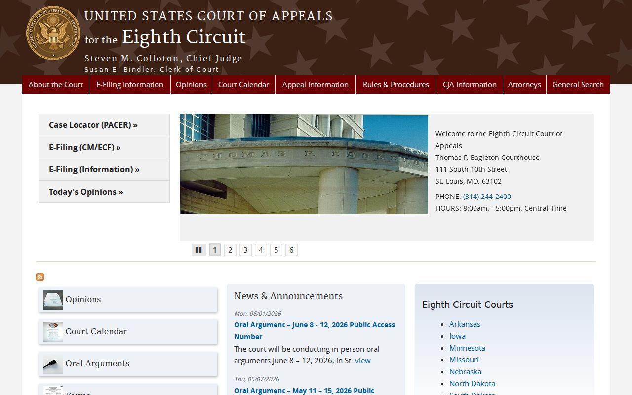 Official United States Court of Appeals for the Eighth Circuit website